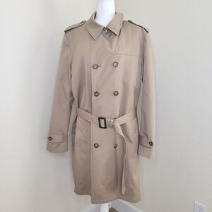 Lauren Ralph Lauren Men's 42L Tan Trench Coat Long Classic Coat Removable Lining